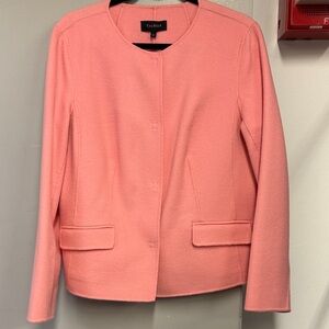 Talbots Coral Pink Collarless Wool-Blend Blazer